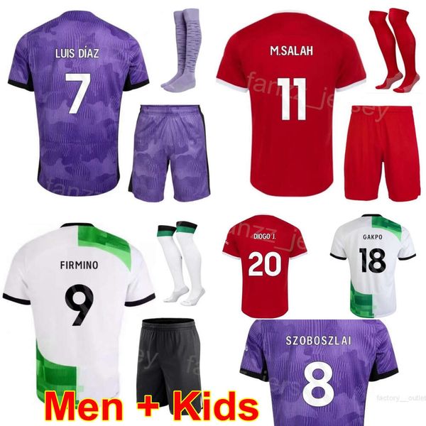 Homem Juventude 2023-24 Club Team 18 GAKPO Camisas de futebol 20 DIOGO JOTA 8 SZOBOSZLAI 26 ROBERTSON 4 VIRGIL 2 GOMEZ 11 SALAH 9 NUNEZ 7 LUIS DIAZ Camisa de futebol Kits Esporte LiWupu