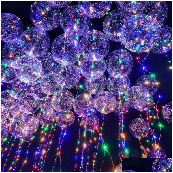 Balão LED Balões Night Light Up Brinquedos Clear String Luzes Flasher Transparente Bobo Balls Party Decoração Cca11729-A Drop Delivery Dhljd