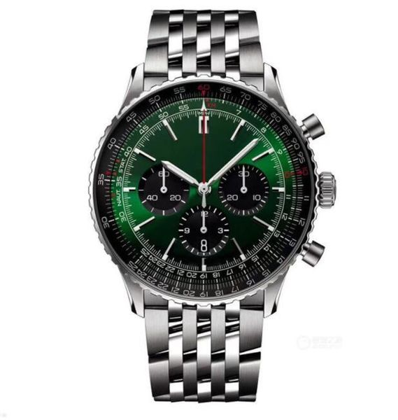 U1 Top AAA Bretiling B01 46MM Qualidade Navitimer Relógio Cronógrafo Movimento de Quartzo Aço Menta Preto Dial 50º ANIVERSÁRIO Pulseira de Couro Genuíno Relógios de Pulso