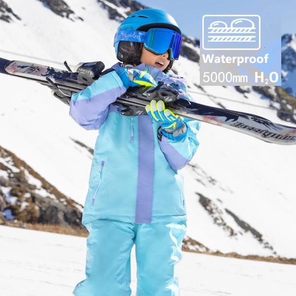 Лыжные костюмы Зимние детские водонепроницаемые ветрозащитные лыжные куртки для сноуборда Брюки Зимние костюмы Комплекты лыжной одежды Детские пальто для девочек 231025