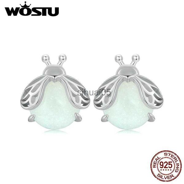 Stud WOSTU Piccoli orecchini lucciola in argento sterling 925 per le donne Pietra luminosa Glow Insest Clip per orecchie pendientes Ragazza regalo per feste YQ231026