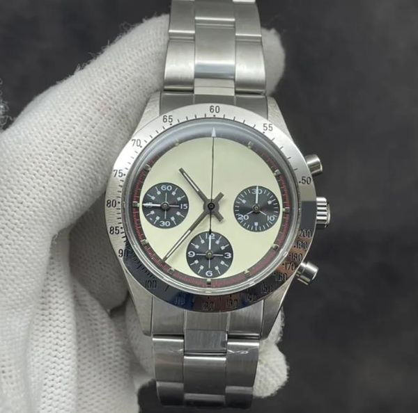 Vintage Style 7750 Lüks ETA İzle 37mm Mens Siyah 904L Paslanmaz Çelik Kılıf Sapphire Otomatik Kronografı KUTU VE KAĞITLARI İLE