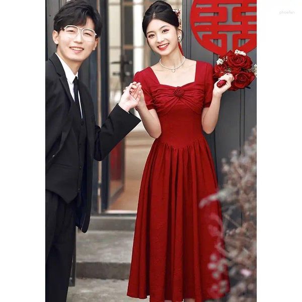 Roupas étnicas Yourqipao Borgonha Chinês Casamento Brindando Vestidos Noiva Cheongsam Noivado Vestido de Noite Festa Recepção Saia 2023