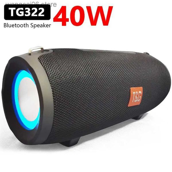 Alto-falantes de telefone celular 40W de alta potência LED caixa de som Bluetooth Speaker Coluna portátil à prova d'água para alto-falantes de computador Subwoofer Music Center TG322 T2310