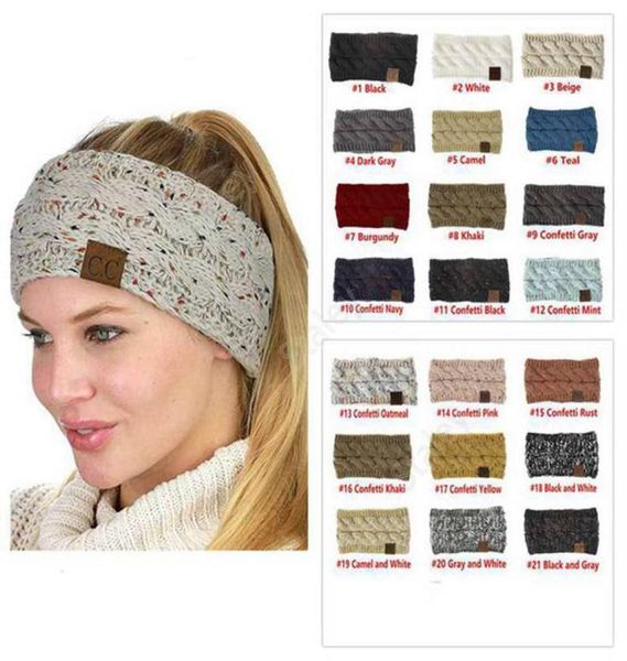 CC Fascia per capelli lavorata a maglia Adulti Uomo Donna Sport Inverno Berretti caldi Accessori per capelli Boho Yoga Fasce per capelli Fascinator Cappello Testa per orecchie 21 Col3132333