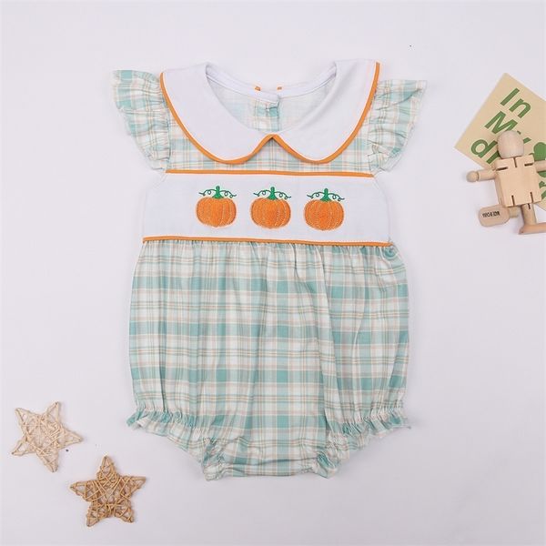 Pagliaccetti Halloween Baby Girl Outfit Autunno Inverno Bambini Pagliaccetto Indossare Zucca Ricamo Abbigliamento serio Tessuto di cotone 0-24M Design 2303 231025