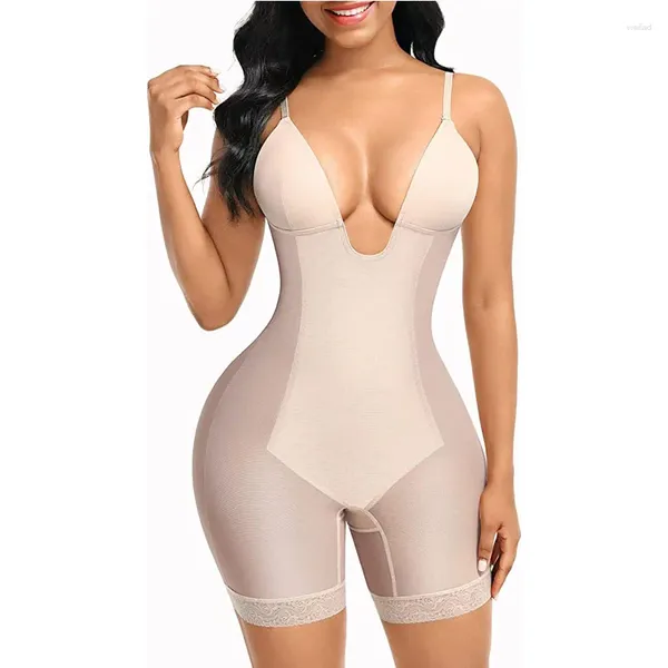 Intimo modellante da donna Taglie forti 3XL Intimo modellante per donna Controllo della pancia Senza cuciture Faja Mesh Reggiseno incorporato Indietro Con apertura sul cavallo Pizzo Shaper del corpo con U