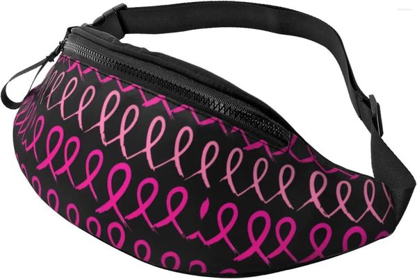 Backpack Hiking Fanny Pack Breast Cancer Pink Knot Crossbody Waist Bag Lightweight Belt Polyester Casual For Women Running