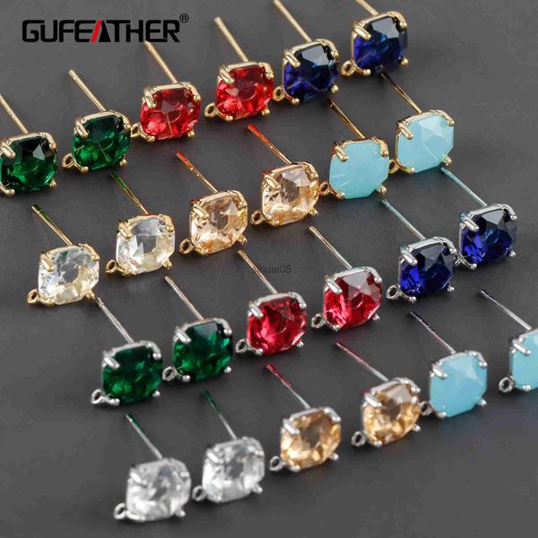 Stud GUFEATHER MA12 acessórios de jóias passar REACH níquel livre 18k ouro ródio cobre vidro ear stud fazendo 10 pçs/lote YQ231026