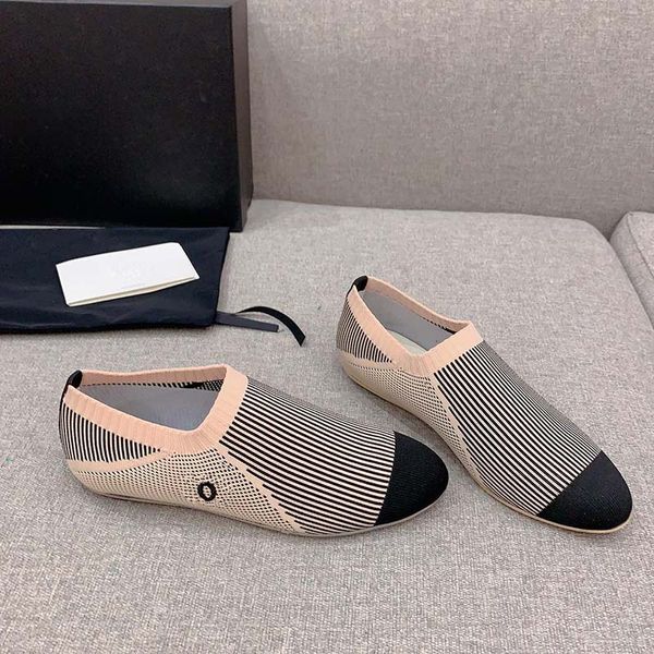 23ss mulheres mocassins sapato de balé designer vestido sapatos clássico tecido de malha deslizamento em alpercatas senhoras sapato de lazer salto baixo com jeans sapato casual com sacos de poeira