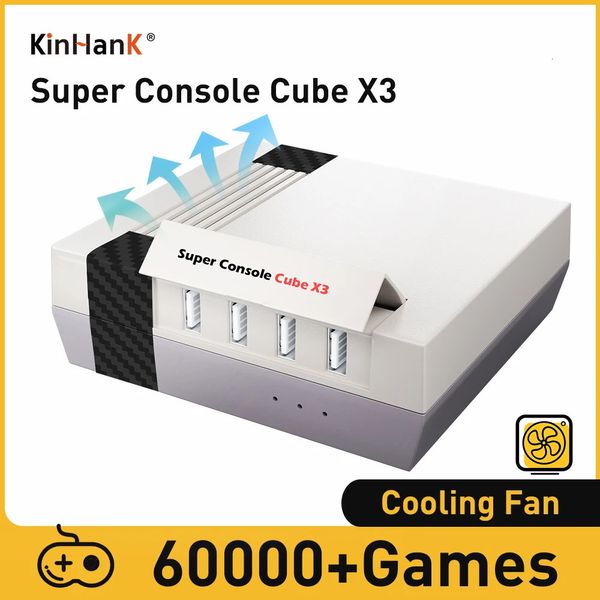 Controladores de jogo Joysticks KINHANK Super Console Cube X3 Retro Game Console 60000 Jogos Suporte ARCADE/DC/SS/MAME 8K Output TV Box com videogames 231025