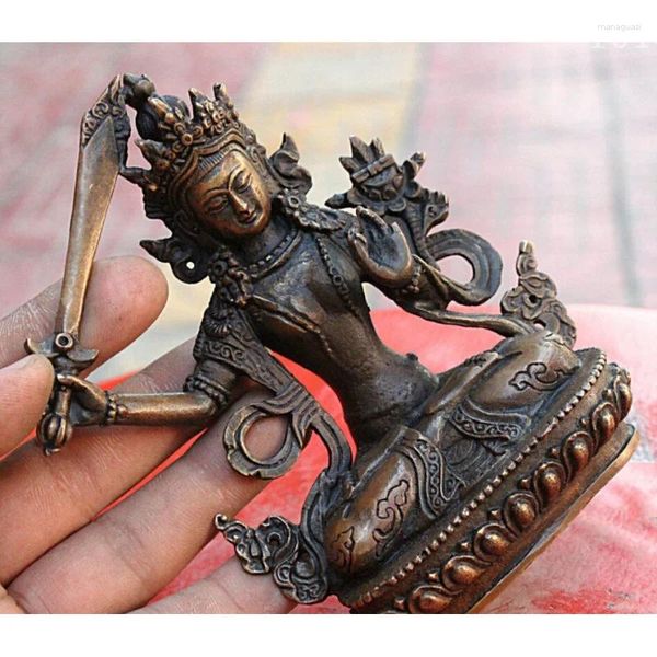 Dekorative Figuren SUIRONG---524 Tibetischer Buddhismus Kupfer Bronze Wenshu Manjushri Göttin GuanYin Buddha Statue