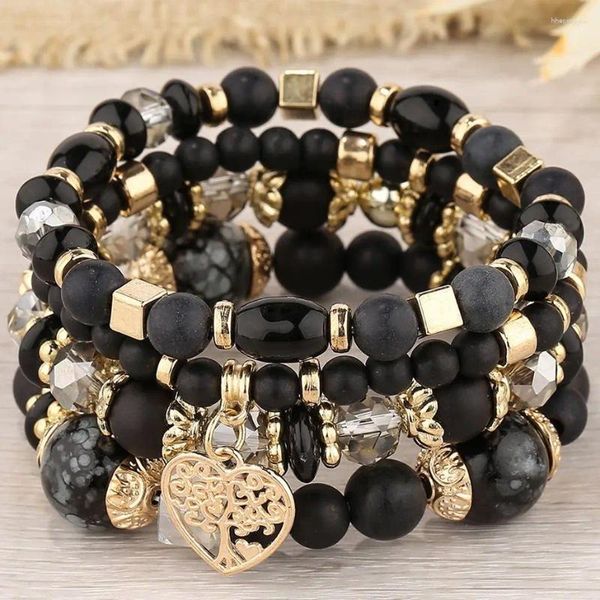 Strand DIEZI Ethnische böhmische mehrfarbige Kristallperlen Armbänder Frauen Mädchen Herz Baum des Lebens Charm Armband Pulseira Feminina