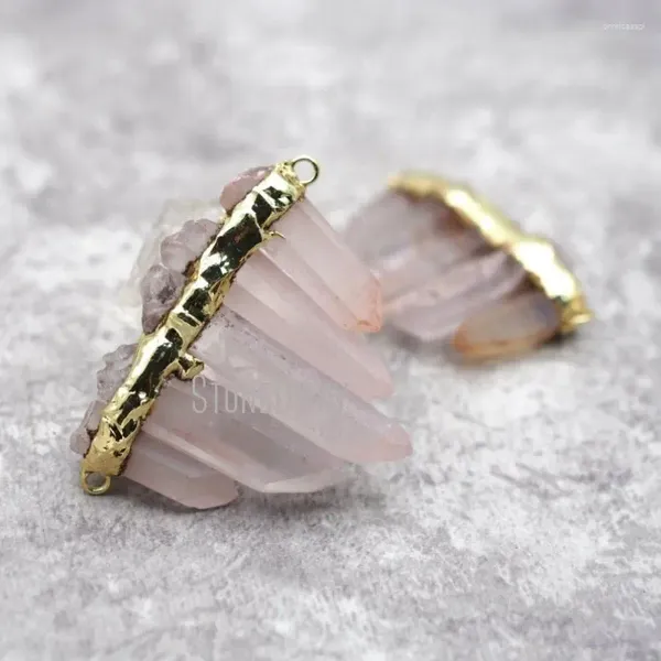 Colares de pingente PM30110 Jóias soldadas Clear Quartz Crystals Cura Pedras Forma Livre Graduado Banhado A Ouro Boho Presente