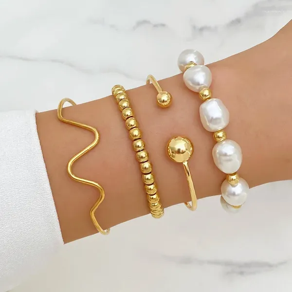 Charme pulseiras moda punk curb cubana conjunto de corrente boho grosso cor de ouro pulseiras para mulheres presentes 2023 jóias na moda