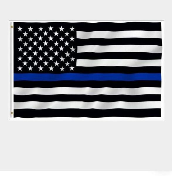 Bandeiras da polícia dos EUA 3 5 pés linha azul fina bandeira dos EUA preto branco e azul bandeira americana com ilhós de latão bandeiras AAD27531563783