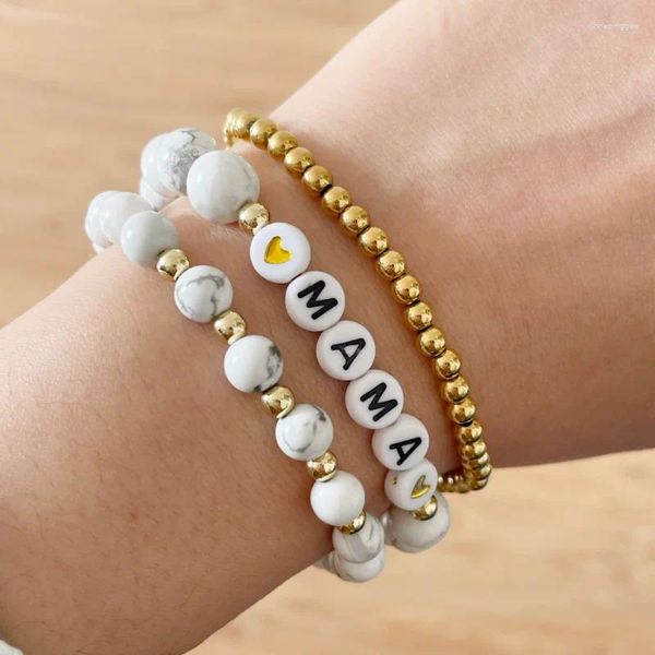 Bracciale mamma con perline in pietra naturale da 3 pezzi/set per gioielli da donna, regali per la festa della mamma