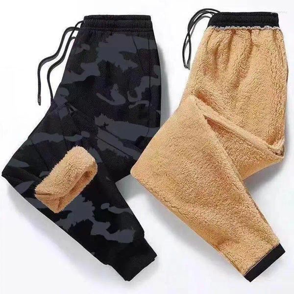 Calças masculinas 8xl homens lã quente carga camuflagem impressão calças térmicas 2023 outono inverno esportes outwear sweatpants