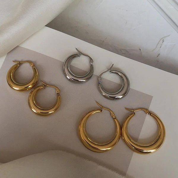 Brincos de argola minimalista piercing forma oval brinco para mulheres meninas festa de casamento jóias presente e199