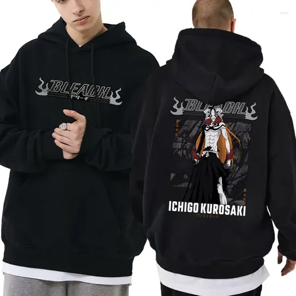 Erkek Hoodies Anime Bleach Kurosaki Ichigo Çift Taraflı Baskı Hoodie Sıradan Manga Sweatshirt Erkek Kadın Yüksek Kaliteli Büyük Boy Kıyafetler