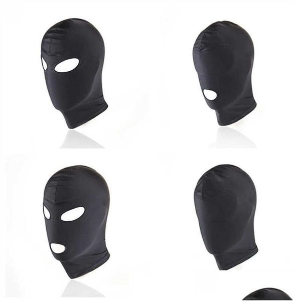 Máscaras de festa Bdsm Gay Brinquedos Fetiche Máscara Bondage Hood Adt Jogos Elástico Tecido Fl Head Restraint Brinquedo Erótico para Mulheres Homens Q0818 Drop Deli Dhyi6