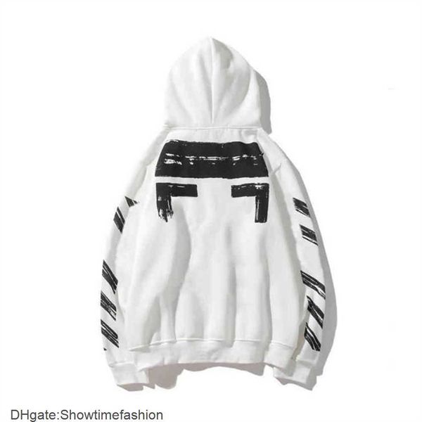 Sweatshirts Lose Coatoff 2023 Mode Pullover Painted Arrow Crow Stripe %70 Hoodie Herren und Damen Off Style Hoodies Offs Pullover Mit Kapuze Trendy BlackWhite Z90B