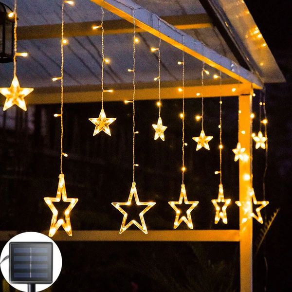 Garden Decorations Christmas Lights Solar Moon Star LED String Decoration for Home outdoor Wedding Led Curtain Lamp Holiday Decor 231026