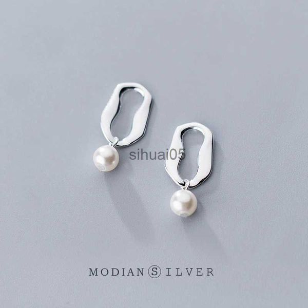 Stud MODIAN Gold Farbe Unregelmäßige Geometrie Perlenohrring für Frauen Geschenk Echtes 925 Sterling Silber Einfache Ohr Pin Edlen Schmuck YQ231026