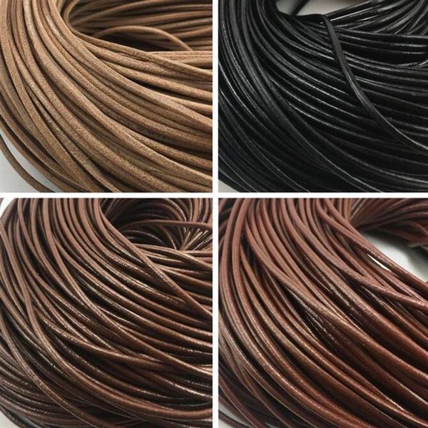 2mm 100m Cowhide Orijinal Deri Kordonlar String Halat Takı Beading String 100m Bilezik Kolye için Lotlar DIY Takı Accessor182G