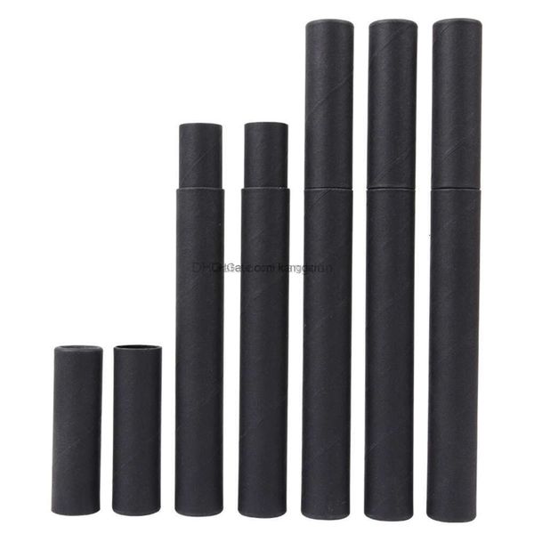 Tubo di incenso in carta Kraft nera, barile di incenso, piccola scatola di immagazzinaggio per matita Joss Stick, comodo trasporto 20,7x2,1 cm LX2411