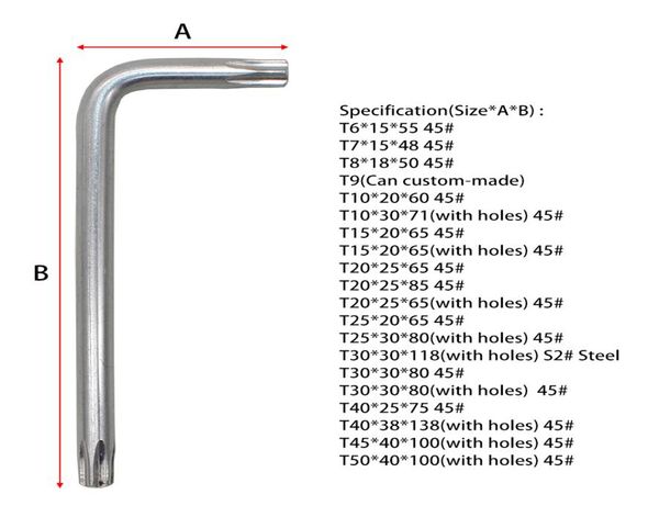 Albero a L T6 T7 T8 T9 T10 T15 T20 T25 T30 T40 T45 T50 Cacciavite Torx di sicurezza Coppia elevata e bassa camout Drop Retail4281054