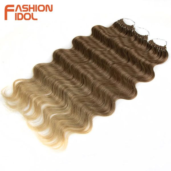 Cabelo Sintético Onda Corporal 24 Polegada Pacotes Falsos Crochet Tranças Encaracolado Água Ombre Loira Trança 231025