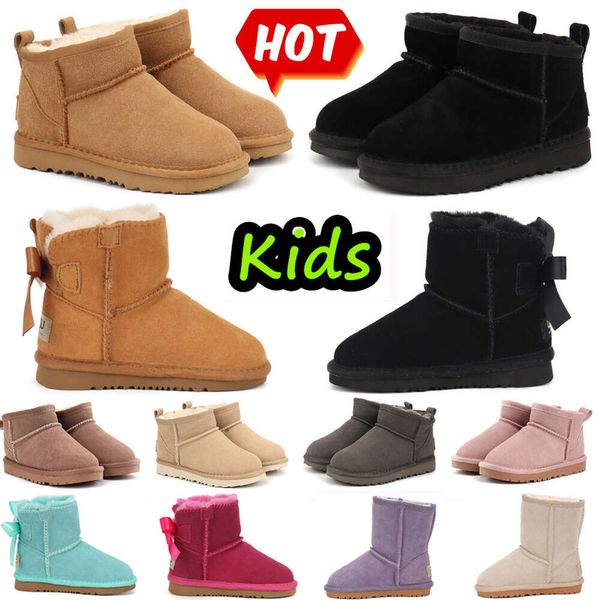 Stivali per bambini Pantofole Tasman per bambini Bambino Australia Scarponi da neve Scarpe per bambini Inverno Classico Ultra Mini Neonati maschi Stivaletti alla caviglia Bambino Pelliccia scamosciata fkh