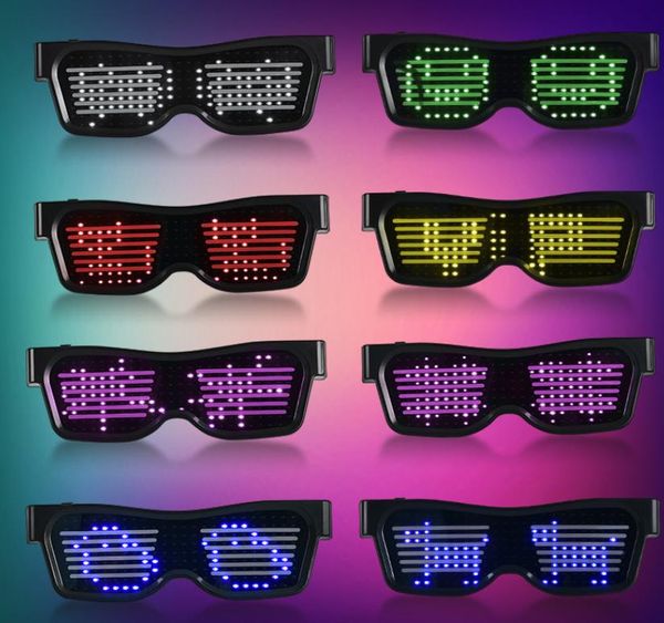 5 Stück LED-Paillettenhüte + 5 Stück leuchtende Shutter-Brillen + 1 Stück Bluetooth FlashShades LED-Display-Brille für Weihnachten, Geburtstag, Halloween, Partygeschenke
