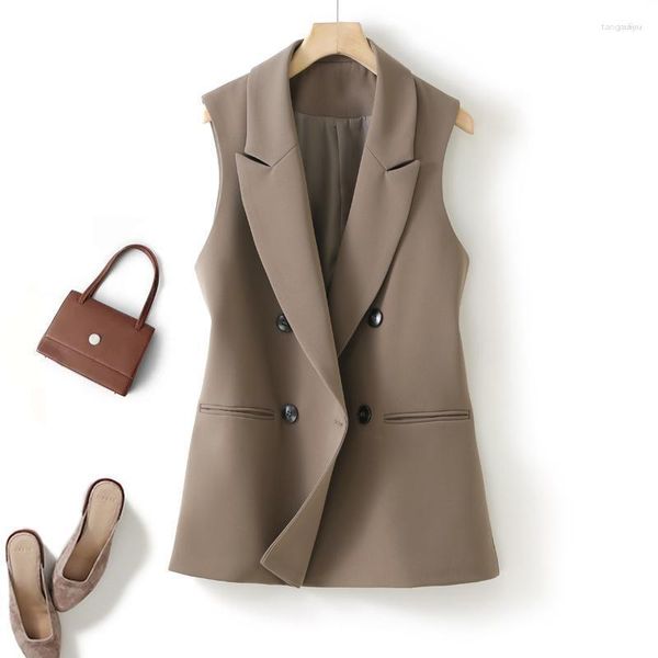 Gilet da donna Blazer casual da donna Gilet da donna Cappotto Office Lady Abito lungo Gilet Primavera Autunno Gilet da donna con tasche