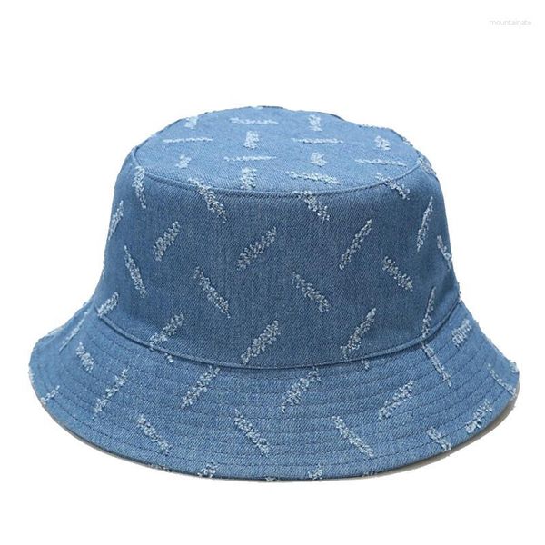 Berets 2023 Spring Classic Cowboy Bucket Hat Outdoor Denim Panama Fishing Hats For Female Male Unisex Casual Cap High Quality