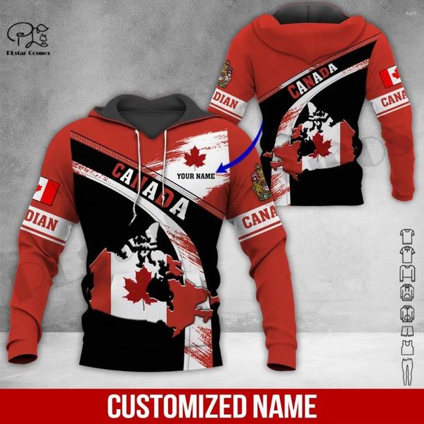 Herren Hoodies PLstarCosmos 3Dprint Est Proud Canada Flag Team Benutzerdefinierter Name Kunst Lustig Harajuku Kausal Einzigartig Unisex Hoodies/Sweatshirt/Reißverschluss A4