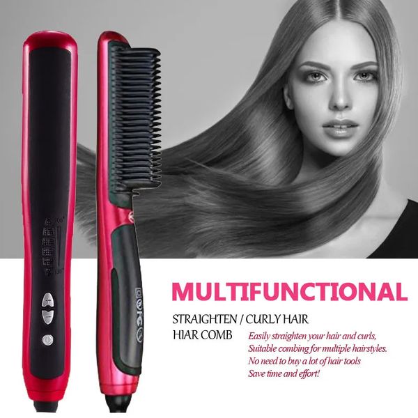 Alisadores de cabelo profissional pente alisador escova alisamento cerâmica ferro alisamento estilo ferramentas escova de cabelo 231025