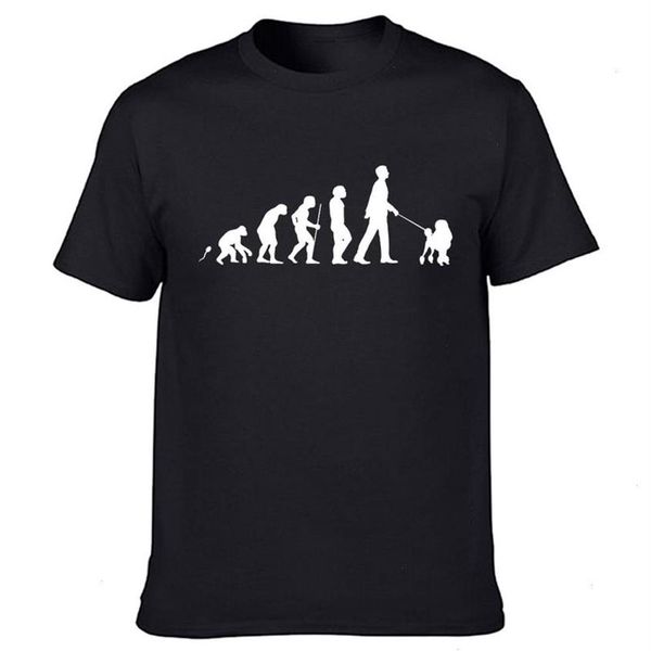 Engraçado poodle cão evolução t camisas de algodão gráfico streetwear manga curta o-pescoço harajuku hip hop camiseta dos homens Clothing300C