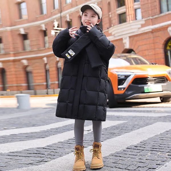 Para baixo casaco coreano inverno menina jaqueta impermeável engrossar quente x-long menina outerwear casaco 7-16 anos criança adolescente menina parka outfit 231025