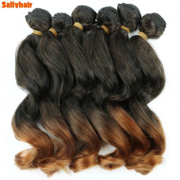Пучки человеческих волос с глубоким волнистым плетением, синтетические афро-кудрявые вьющиеся 6PsLot 1418 дюймов, омбре, коричневые для женщин 231025