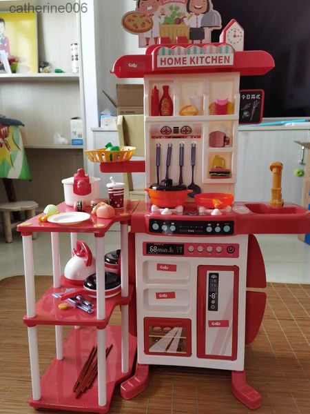 Küchen Spielen Essen Kinder Simulation Küche Spielzeug 95 cm Großes Spielhaus Set So Tun Sie So, als ob Sie Kochen Esstisch Spray Mini Essen Weihnachten Puzzle Geschenke L231026