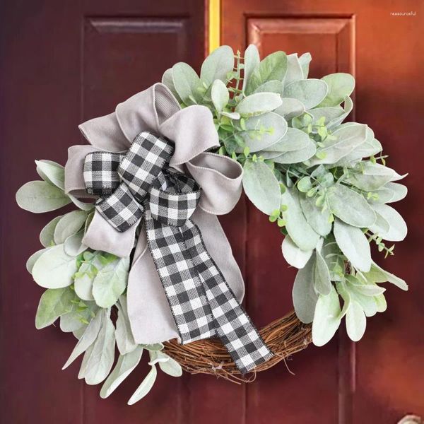 Flores decorativas grinalda de natal simulação orelha grama decorações estilo americano parede pendurado janela decoração para casa guirlandas