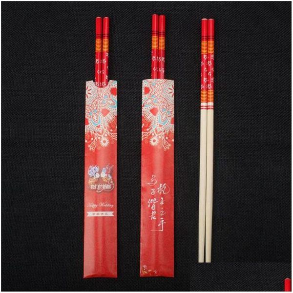 Bacchette di bambù per il regalo Set da cena Design classico Regalo cinese rosso confezionato singolarmente Zc0332 Consegna a domicilio Cucina da giardino di casa Dhhpz
