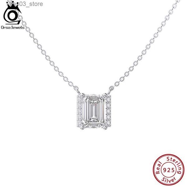 Ожерелья с подвесками ORSA JEWELS Стерлингового серебра 925 пробы Модное изумрудное ожерелье с цирконием AAA для женщин Серебряное женское ожерелье Ювелирные изделия SN313 Q231026