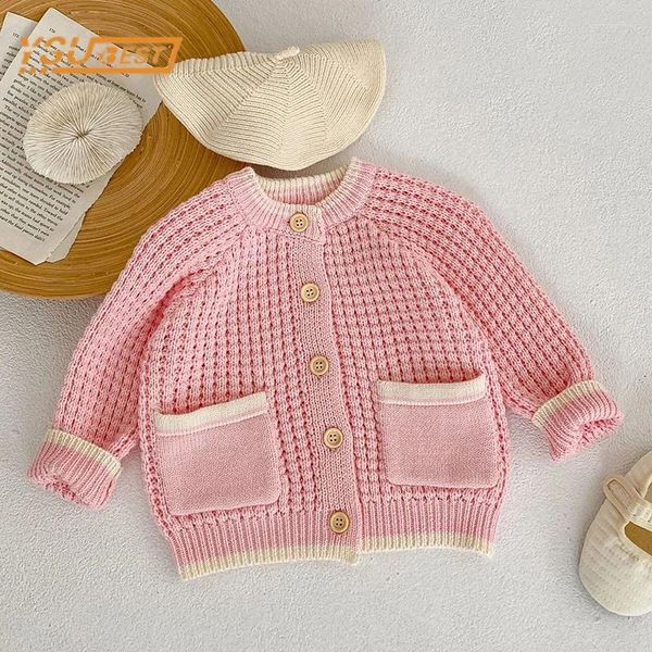 Giacche Born Kids Neonate Manica lunga Dolce Cardigan lavorato a maglia scavato Cappotto Maglione infantile Abbigliamento per bambini 0-3 anni