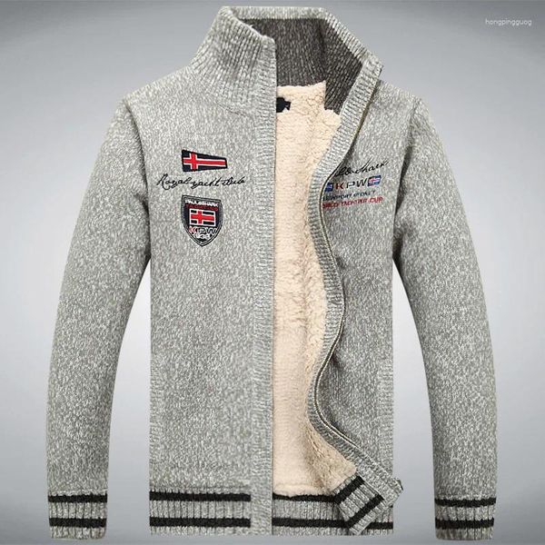 Suéter masculino de lã quente, forro de lã, cardigã de inverno, casaco grosso, algodão casual, preto, branco, vermelho, jaqueta masculina