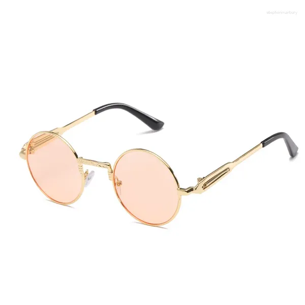 Occhiali da sole Retro Round Punk Steam Sun Glasses Machine Driving Uomo Donna