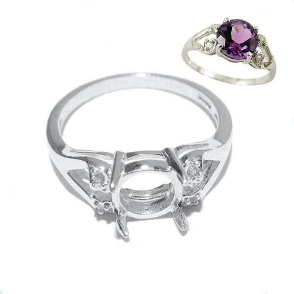 Anéis de cluster Beadsnice Sterling Silver 925 Jóias Finas Acessórios Redondos DIY Semi Mount Gem Ring Setting Diamond Wedding2930