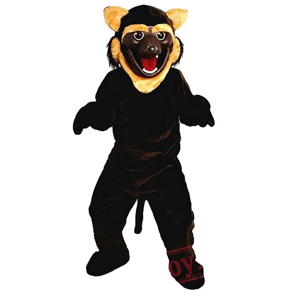 Halloween Brown Wildcat / Tiger Mascot Traje Dos Desenhos Animados Frutas Anime Tema Caráter Natal Carnaval Festa Fantasia Trajes Adultos Tamanho Outdoor Outfit